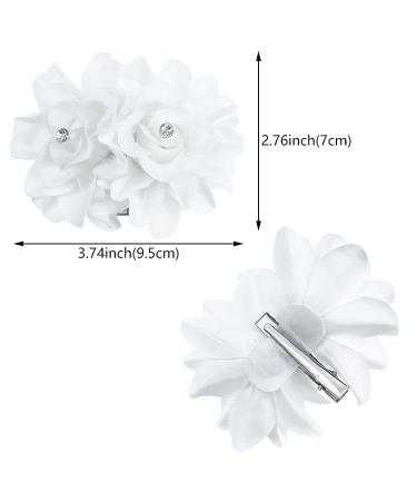 6 Pcs White Crystal Flower Hair Clips - Bridal Wedding Hair Barrettes for Women and Girls - Buy Online on GoSupps.com