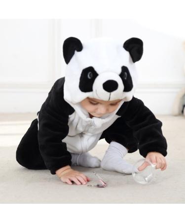 COOKY.D Baby Hooded Rompers | Winter Flannel Jumpsuit Pajamas | 6-12 Months Panda Design - Buy Online on GoSupps.com