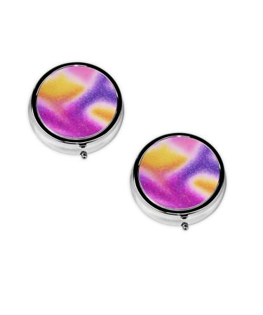 Colorful Starlight Printing Patterns Printed Mini Round Pill Box Pill Box 3 Compartment Medicine Pill Case Pill Organizer Travel Pillbox Portable Pill Box for Pocket Home Office Use