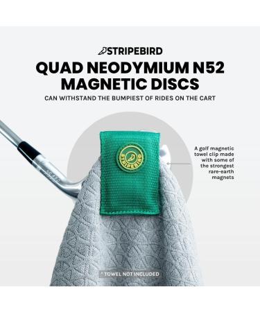 Stripebird Magnetic Golf Towel Clip - Fairway Green | Strongest Magnet for Easy Access on Cart, Clubs, or Hub - Buy Online on GoSupps.com