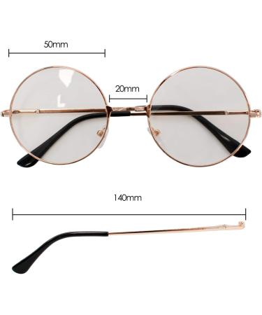 Shop Trixes Round Glasses | Beatles Retro Sixties Style Clear Glasses - Perfect for Cosplay Parties & Vintage Fashion - Classic Vintage Rose Gold - Buy Online on GoSupps.com