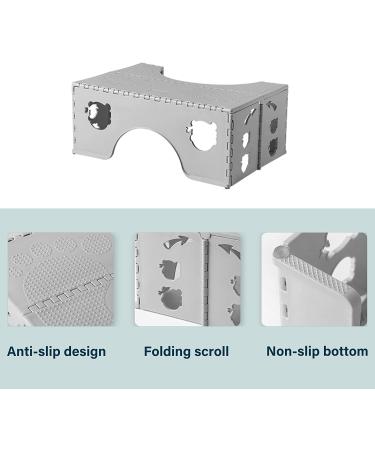 Foldable 7 Inch Toilet Stool for Adults | Healthy Posture Poop Stool with Anti-Slip Feet - Grey - Buy Online on GoSupps.com