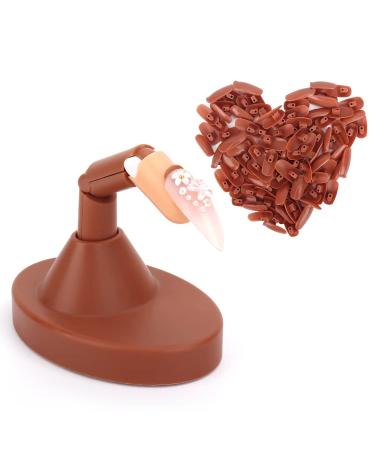 Practice Finger for Acrylic Nails, A Adjustable Fake Mannequin Fingers with A Acrylic Finger Base and 100PCS Brown Nail Tips, Movable Flexible Training Fake Finger Nail to Practice Nail Art brown 1 finger + 100 mail tips - Buy Online on GoSupps.com