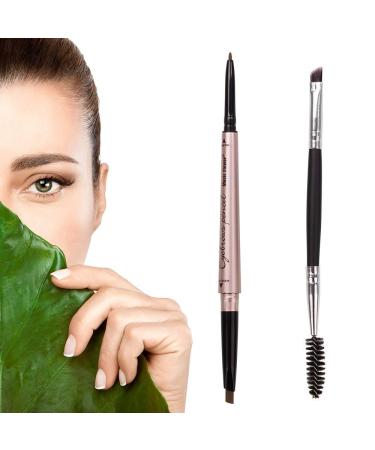 HeyBeauty Eyebrow Pencil with Brow Brush Double Ended Eyebrow Pen Automatic Makeup Cosmetic Tool (Light Coffee)