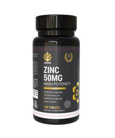Halal Zinc 50 mg Immune & Antioxidant Support Supplement for Men and Women | 100 Tablets Halal Certified Non-GMO Made in USA by Alnima