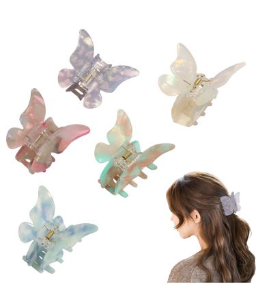 Butterfly Hair Clips for Girls  5PCS Butterfly Claw Clips  Pink Hair Accessories for Women  Nonslip Butterfly Jaw Clips for Thick Hair