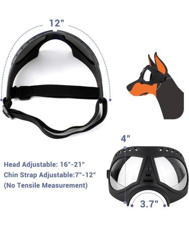 Namsan Large Breed Dog Goggles | Anti-UV Sunglasses for Medium-Large Dogs | Windproof & Anti-Dust | Silver Lens | Long Snout Dog Eye Protection | Black (Large) - Buy Online on GoSupps.com