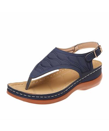 vljsfkh Wellmesi Shoes Leather Orthopedic Arch Support Sandals Diabetic Walking Sandals Walking Sandals Women Comfort Arch Support Blue 39