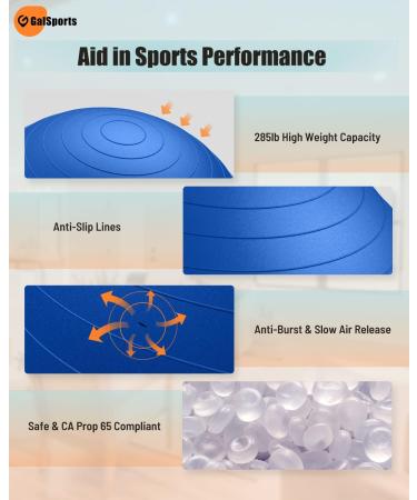 GalSports Anti-Burst Yoga Ball for Physical Therapy & Balance Chair - Blue, 65cm with Pump | Slip Resistant Stability Swiss Ball for Home Gym Fitness - Buy Online on GoSupps.com