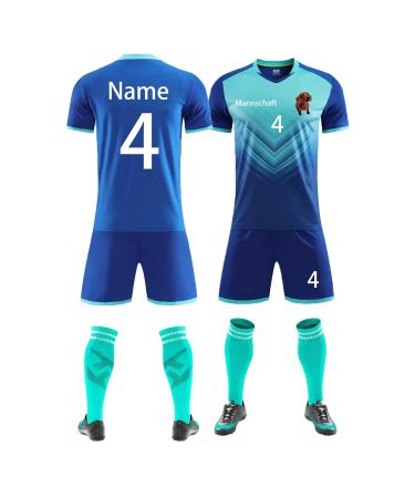 User -defined jersey t -shirt shorts 2 partial set every name number team logo - football jersey children men young personalized football jerseys colorful blue