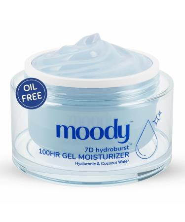 Moody 7D Hydro Burst Oil-Free Water Gel Face Moisturizer with Hyaluronic Acid Ceramides & Peptides for 100HR Hydration | Skin Barrier Repair Cream For All Skin Types | Men & Women 50 ml