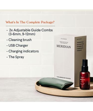 Meridian Complete Package: Men's Waterproof Electric Below-The-Belt Trimmer with Spray | Ceramic Blades, Sensitive Shave Tech (Sage) - Buy Online on GoSupps.com