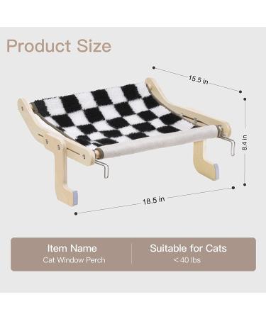 Cat Window Perch - Sturdy Plush Hammock Bed for Indoor Cats | No Drilling or Suction Cups | Durable Space-Saving Window Seat with Chessboard Pattern - Buy Online on GoSupps.com