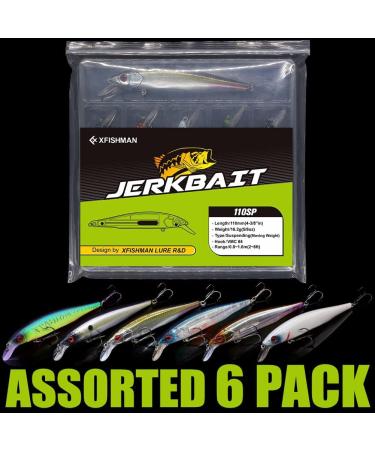 6-Piece Jerkbait Kit for Bass Fishing - 110mm Minnow Lure, Suspending Jerk Baits Fishing Lures - Buy Online on GoSupps.com
