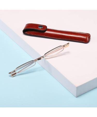 Viseng Ultrad nne Mini-Metall Reading Glasses - Anti Blue Light Compact & Portable Unisex with Case - Gold 3.5 Diopters - Buy Online on GoSupps.com