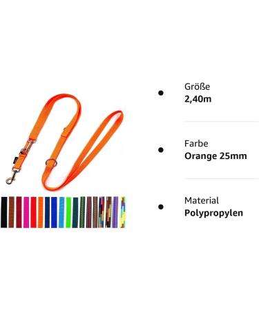Adjustable Double Dog Leash for Large Dogs - 2.40m Orange (25mm) - Durable & Comfortable - Buy Online on GoSupps.com