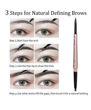 2 Pack Waterproof Eyebrow Pencil with Dual Ends - Professional Brow Enhancing Kit in Dark Brown #1 - Buy Online on GoSupps.com
