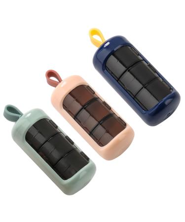 Tablet box Pill dose Pill dose Small for on the go pill box for vitamins good tight power maintaining medical properties.(Fresh green+Jingyi Blue+cherry blossom powder)