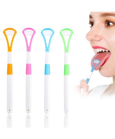 4 pieces 2-in-1 tongue cleaner-BPA-free tongue scraper for adults and children to effective combating bad breath and promotion of health