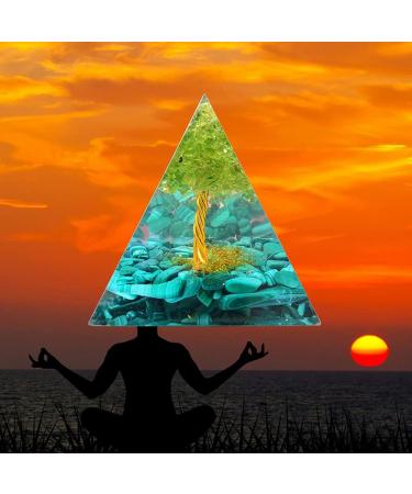 Orgone Turquoise Pyramid for Protection & Balancing Positive Energy with Clear Quartz Crystal Point - Chakra Healing & Meditation Tool - Buy Online on GoSupps.com