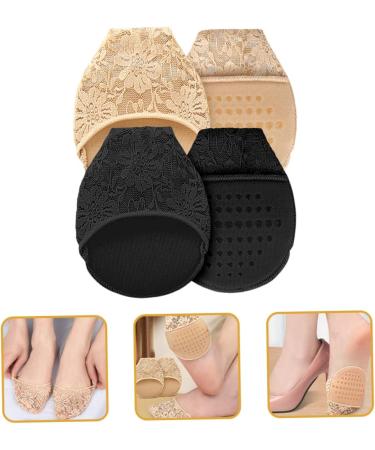 Holibanna Lace Forefoot Pads - 4 Pairs Comfort Metatarsal Socks for Women | Sweat Absorbing Peep Toe Heel Cushions - Buy Online on GoSupps.com