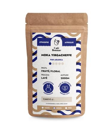 Caf Bonnac Caf En Grain thiopie Yirgacheffe 500gr | 100% Arabica De Sp cialit | Notes Florales Et Citronn es | Torr faction Artisanale Fran aise | Id al Machine Cafe Grain 1 500 g (Lot de 1)