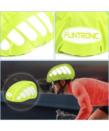 Flintronic Waterproof Helmet Cover Rain Protection - Universal Size for Men & Children - 4 Fluorescent Green Reflective Strip Rain Covers - Buy Online on GoSupps.com