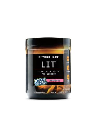 Beyond Raw LIT | Clinically Dosed Pre-Workout Powder | Contains Caffeine, L-Citruline, and Beta-Alanine, Nitrix Oxide and Preworkout Supplement | Jolly Rancher Watermelon | 30 Servings 30 Servings (Pack of 1)