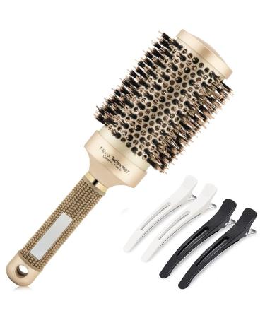 Large Round Boar Bristle Brush for Blow Drying | Nano Thermal Ceramic Barrel | Ionic Technology for Styling | 3.3 Inch Barrel with 4 Clips included - Buy Online on GoSupps.com