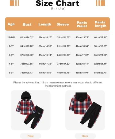 Naiyafly Toddler Boys Red Plaid Hoodie & Pants Set | Kids Outfit 5-6 Years - Buy Online on GoSupps.com