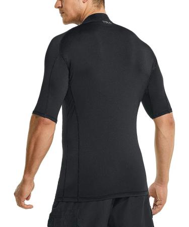 TSLA Men's Rash Guard Swim Shirt | UPF 50+ UV Protection | Quick Dry | Black Medium - Buy Online on GoSupps.com