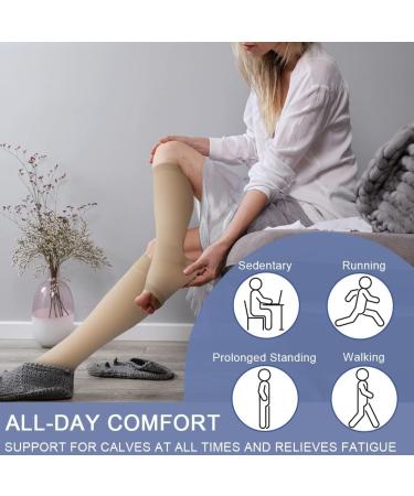 Beister Medical Open Toe Knee High Compression Socks 20-30 mmHg for Women & Men - Varicose Veins, Edema, Pregnancy - Beige - 1 Pair - Buy Online on GoSupps.com