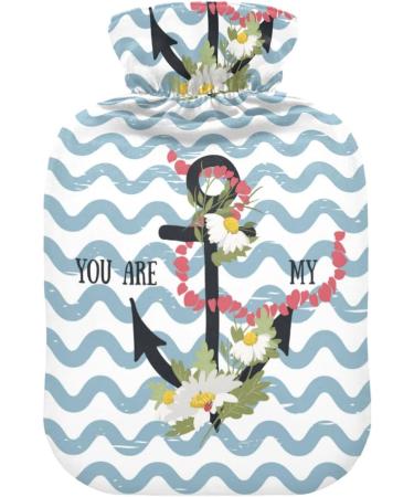 Naanle Ocean Wave Anchor Hot Water Bottle - 1L Transparent Heat Bottle for Bed Hand & Feet Warmer | Pain Relief & Cold Therapy - Buy Online on GoSupps.com