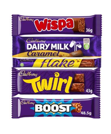 Chocolate Bar Bundle With Wispa Chocolate Bar 36g Milk Caramel Chocolate Bar 45g Flake Chocolate Bar 32g Twirl Chocolate Bars 43g & Boost Chocolate Bar 48.5g (5 Pack) - Buy Online on GoSupps.com