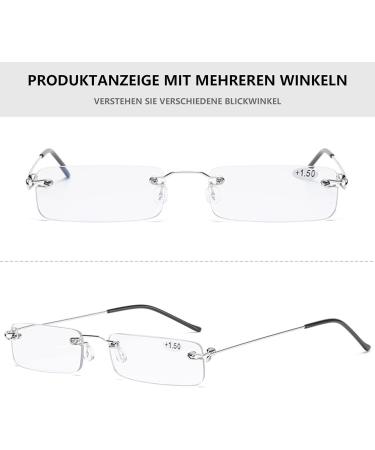Shop Lanomi Mini Frameless Reading Glasses - Ultra-Light Blue Light Filter Narrow Fit Borderless Design Silver Metal Case 2.5x Magnification - Perfect for Women & Men - Buy Online on GoSupps.com