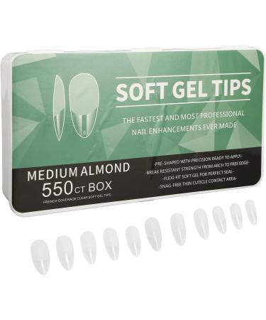 Half Frosted Fake Nail 550 False Nails Carve Free Grinding Long Fake Nails Ultra Thin Lightweight for Nail Salon (Almond) - Buy Online on GoSupps.com