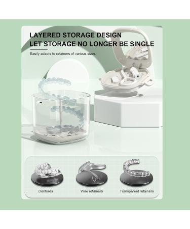 Hierarchical Hollowed-Out Storage Case with Mirror Brush - Transparent Prosthesis & Mouth Protection Case for Travel | Durable & Stylish Braces Organizer - Buy Online on GoSupps.com