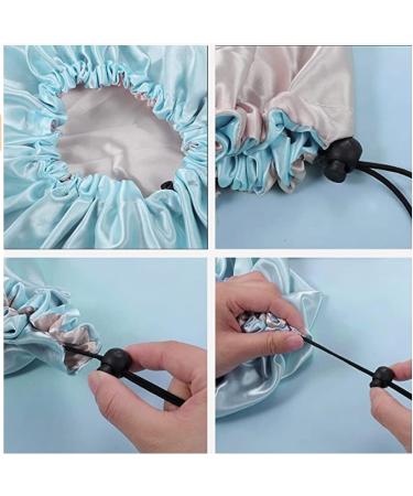 Satin Silk Bonnet for Sleeping - Blue & Beige, Afro Black and Curly Hair - Buy Online on GoSupps.com