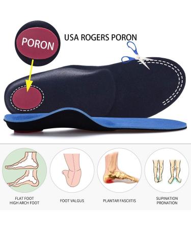 Valsole Orthotic Insoles - High Arch Support for Flat Feet & Plantar Fasciitis (3.5-4 UK-230mm Blue) - Buy Online on GoSupps.com