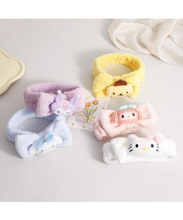 Pauluios Kawaii Spa Headband for Washing Face Cute Women's Soft Headband Coral Fleece Fluffy Women's Girls Hairband for Makeup Skin Care Shower Wash Party (White Bow-Kit) - Buy Online on GoSupps.com