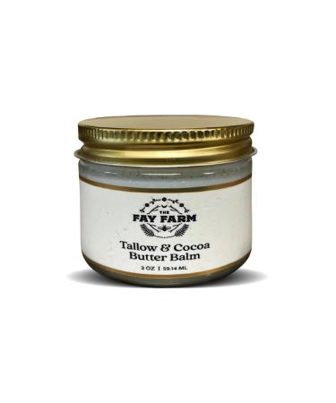 Organic Tallow & Cocoa Butter Balm - 2 oz - Herb Infused with Vitamins A K D E & Essential Oils - Full Body & Face Moisturizer