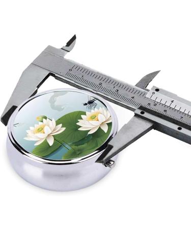 Dragonfly Water Lily Mini Round Pill Box | 3 Compartment Portable Pill Organizer for Travel Home & Office - Buy Online on GoSupps.com
