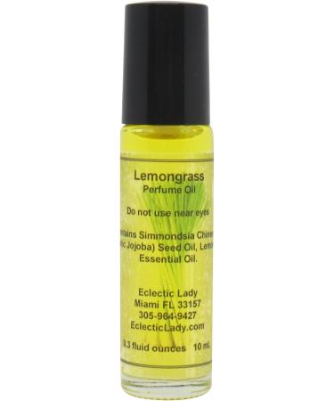 Eclectic Lady All Natural Lemongrass Perfume Oil 0.3 Oz Portable Roll-On Fragrance with Long-Lasting Scent Delightful Essential Oils and Jojoba Oil For Daily Use 3 Fl Oz (Pack of 1)
