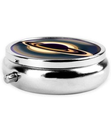 Beautiful Saturn Round Pill Box - 3 Compartment Portable Travel Organizer for Easy Medication Management - Buy Online on GoSupps.com