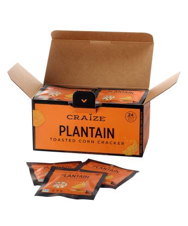 Craize Sweet Plantain Crisps | Gluten Free, Vegan, Kosher, Toasted Corn Crackers | 24 pack, 0.77oz each 0.77 Ounce (Pack of 24)