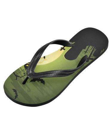 Mnsruu Halloween Pumpkin Lock Bat Tree Flip Flops | Stylish Sandals & Home Slippers for Men & Women - Perfect for Travel Spa & Bedroom - Buy Online on GoSupps.com