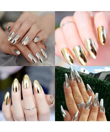 B-Prettier Gold & Silver Nail Chrome Powder Set | Mirror Effect Shimmery Aurora Glitter Nail Art Powder for Women & Girls - Buy Online on GoSupps.com