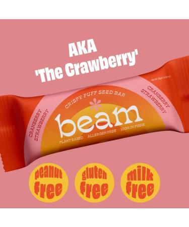 HEALTHY SNACK BARS BY BEAM | Crispy Seed Based Bar Cranberry Strawberry | Nut free Gluten Free Dairy Free Top 14 Allergen Free | High Fibre | Plant-based Snack | (12 x 30g bars) | 118 calories - Buy Online on GoSupps.com