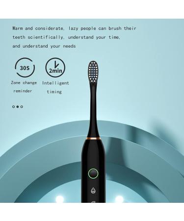 Smart Rechargeable Electric Toothbrush | 6-Speed Timer, IPX7 Waterproof | 8-Replaceable Brush Heads | Black - Buy Online on GoSupps.com