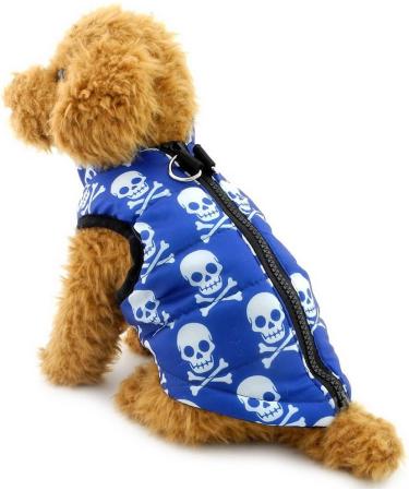 Shop Pegasus Winter Coat for Dogs & Cats | Warm Windproof Jackets for Chihuahua Dachshund & Puppies - Blue Skull Design - Buy Online on GoSupps.com